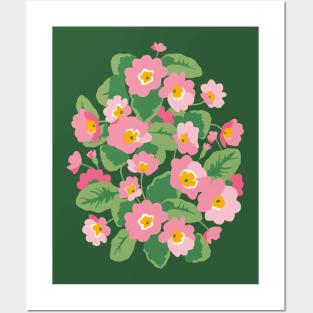 Blooming pink primrose Posters and Art